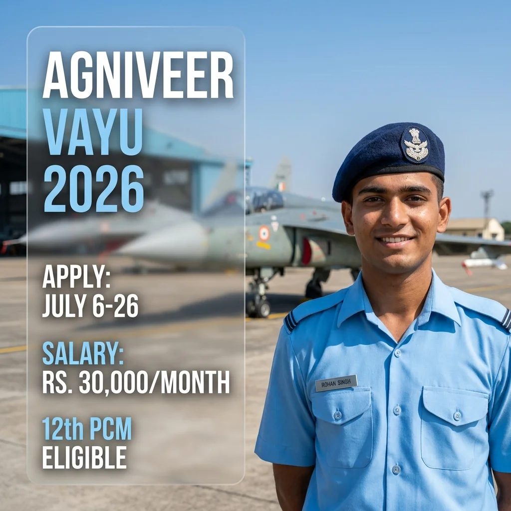 Agniveer Vayu 2026 Complete Guide: Notification, Eligibility, Syllabus, Salary & Preparation Strategy (Intake 02/2027) - Complete Guide, Preparation Strategy, Syllabus, Exam Pattern, Eligibility, Dates, Salary, Books, Tips for Government Job Exam 2026