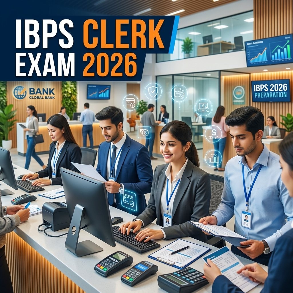 IBPS Clerk 2026 Preparation Guide: Prelims & Mains Syllabus for 10,000+ Jobs - Complete Guide, Preparation Strategy, Syllabus, Exam Pattern, Eligibility, Dates, Salary, Books, Tips for Government Job Exam 2026