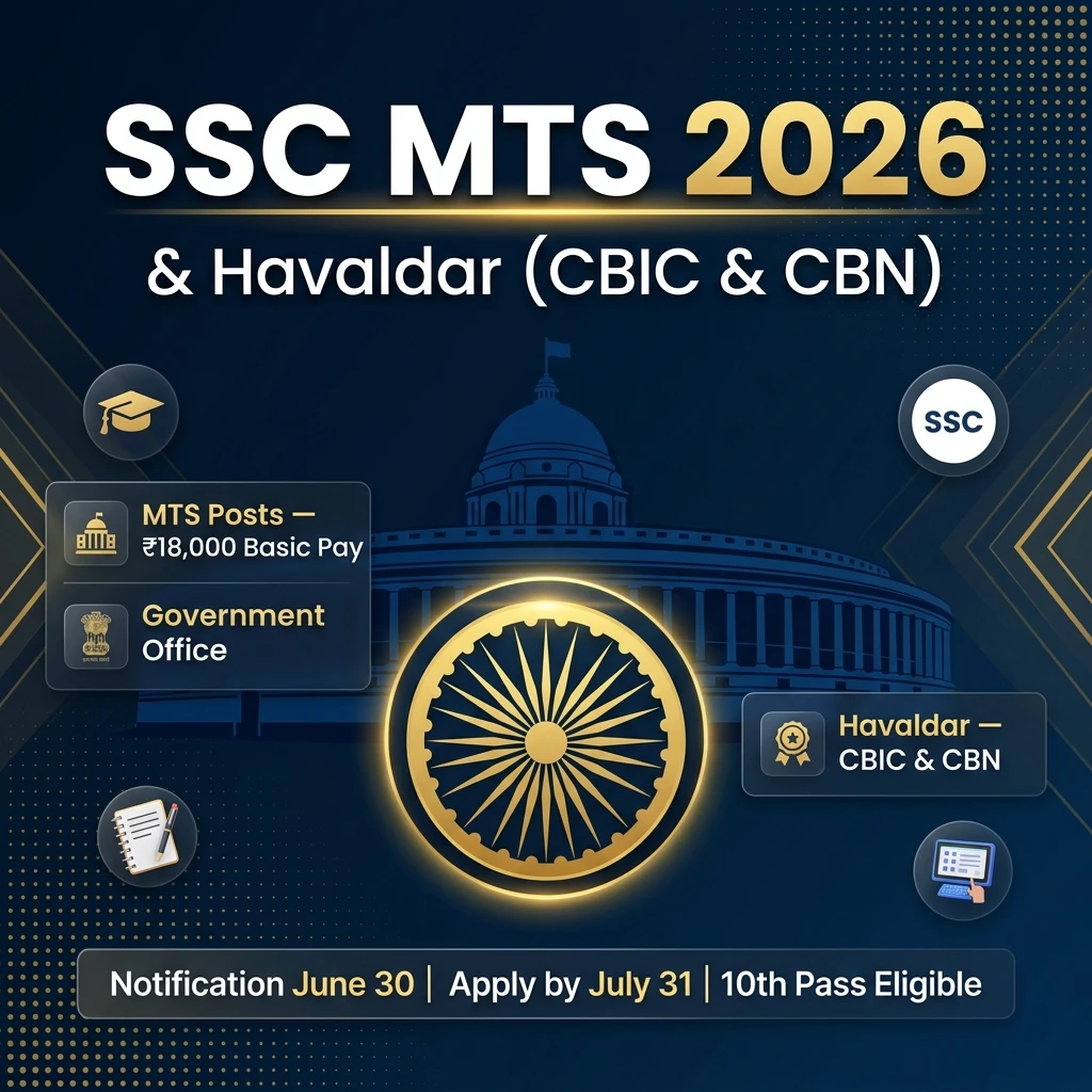 SSC MTS & Havaldar 2026 Complete Guide: Notification, Vacancies, Eligibility, Syllabus, Salary & Preparation Strategy - Complete Guide, Preparation Strategy, Syllabus, Exam Pattern, Eligibility, Dates, Salary, Books, Tips for Government Job Exam 2026