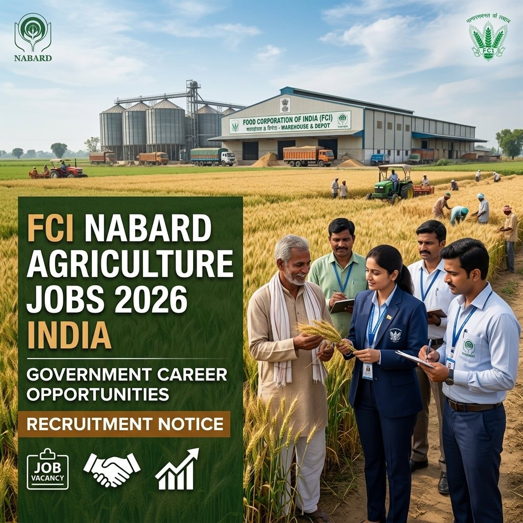 FCI NABARD Agriculture Government Jobs 2026: Manager, Assistant, Watchman Vacancies with Complete Exam Guide FCI NABARD Agriculture Government Jobs 2026: Manager, Assistant, Watchman Vacancies with Complete Exam Guide - Complete Guide, Preparation Strategy, Syllabus, Exam Pattern, Eligibility, Dates, Salary, Books, Tips for Government Job Exam 2026