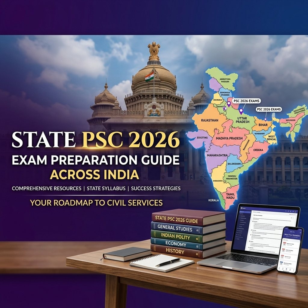 State PSC 2026 Preparation Guide: UPPSC, BPSC, MPPSC & All State Exams State PSC 2026 Preparation Guide: UPPSC, BPSC, MPPSC & All State Exams - Complete Guide, Preparation Strategy, Syllabus, Exam Pattern, Eligibility, Dates, Salary, Books, Tips for Government Job Exam 2026